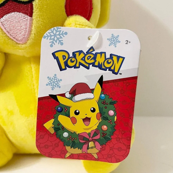 Pokemon Pikachu Plush Winter Holiday Christmas Edition Santa Hat Stars 8 Inch - Picture 4 of 16